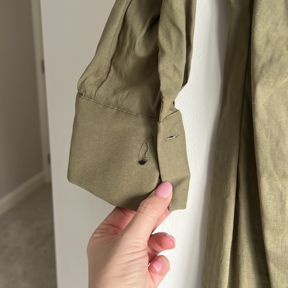 Zara Olive Green Long Sleeve Button-Front Maxi Dress - Picture 4 of 5